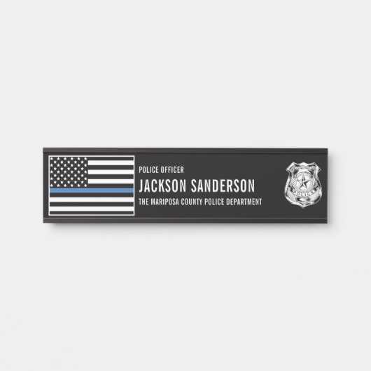 Custom Police Officer Department Thin Blue Line Türschild (Vorderseite )