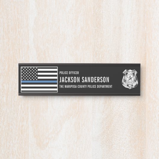 Custom Police Officer Department Thin Blue Line Türschild (Vorderseite )