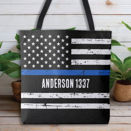 Custom Police Officer Thin Blue Line Personalisier Tasche