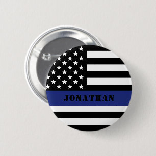 Custom Police Officer Thin Blue Line Polizeiabteil Button