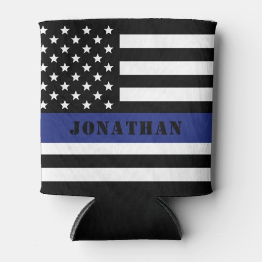 Custom Police Officer Thin Blue Line Polizeiabteil Dosenkühler (Vorderseite)