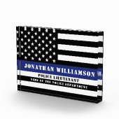 Custom Police Officer Thin Blue Line Polizeiabteil Fotoblock (Rechts)
