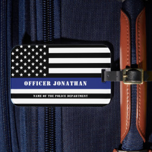 Custom Police Officer Thin Blue Line Polizeiabteil Gepäckanhänger