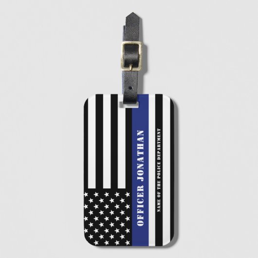 Custom Police Officer Thin Blue Line Polizeiabteil Gepäckanhänger (Vorderseite Vertikal)