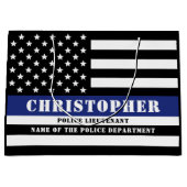 Custom Police Officer Thin Blue Line Polizeiabteil Große Geschenktüte (Vorderseite)