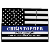 Custom Police Officer Thin Blue Line Polizeiabteil Große Geschenktüte (Rückseite)