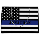 Custom Police Officer Thin Blue Line Polizeiabteil Große Geschenktüte (Vorderseite)