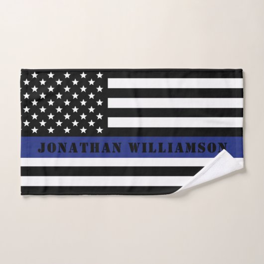 Custom Police Officer Thin Blue Line Polizeiabteil Handtuch (Handtuch)