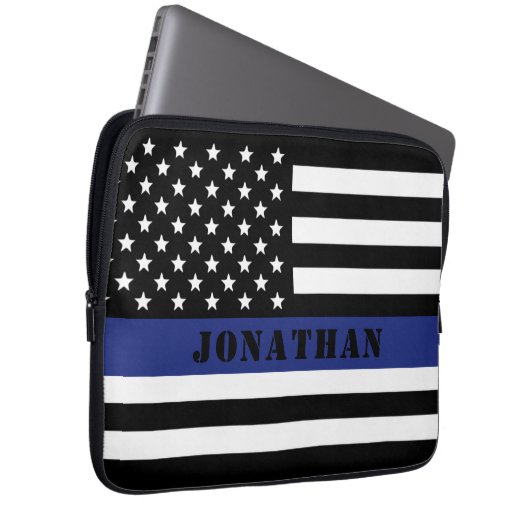 Custom Police Officer Thin Blue Line Polizeiabteil Laptopschutzhülle (Vorne Rechts)