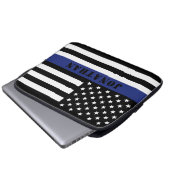 Custom Police Officer Thin Blue Line Polizeiabteil Laptopschutzhülle (Vorne Knopf)