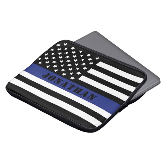 Custom Police Officer Thin Blue Line Polizeiabteil Laptopschutzhülle (Vorne Oben)