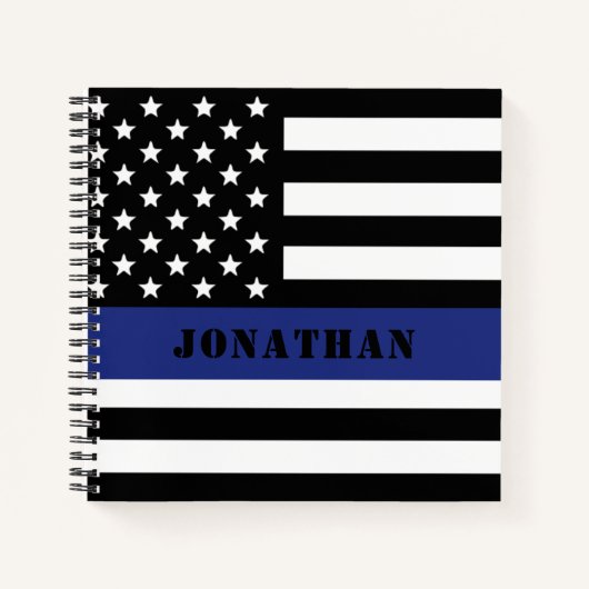 Custom Police Officer Thin Blue Line Polizeiabteil Notizblock (Vorderseite)