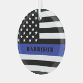 Custom Police Officer Thin Blue Line Polizeiabteil Ornament Aus Glas (Vorderseite links)