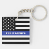 Custom Police Officer Thin Blue Line Polizeiabteil Schlüsselanhänger (Rückseite)