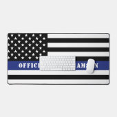 Custom Police Officer Thin Blue Line Polizeiabteil Schreibtischunterlage (Tastatur & Maus)