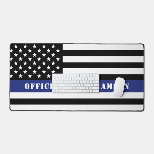 Custom Police Officer Thin Blue Line Polizeiabteil Schreibtischunterlage (Tastatur & Maus)