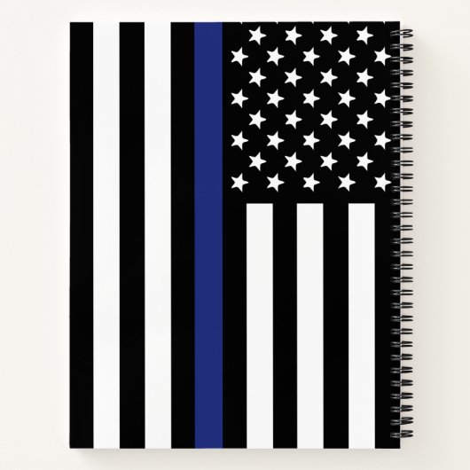 Custom Police Officer Thin Blue Line Polizeiüberga Notizblock (Rückseite)