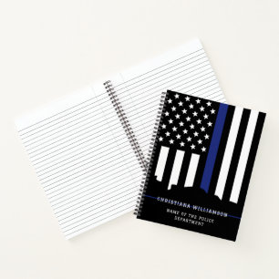 Custom Police Officer Thin Blue Line Polizeiüberga Notizblock