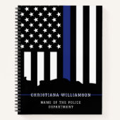 Custom Police Officer Thin Blue Line Polizeiüberga Notizblock (Vorderseite)
