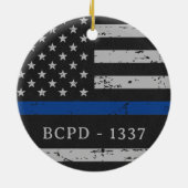 Custom Police Officer Thin Blue Line USA Flag Keramikornament (Hinten)
