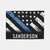 Custom Police Thin Blue Line American Flag Officer Fleecedecke (Vorderseite (Horizontal))