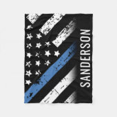 Custom Police Thin Blue Line American Flag Officer Fleecedecke (Vorderseite)