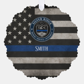 Custom Police Thin Blue Line American Flag Ornament Karte