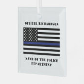 Custom Police Thin Blue Line Strafverfolgung Ornament Aus Glas (Vorderseite links)