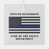 Custom Police Thin Blue Line Strafverfolgung Ornament Aus Glas (Vorderseite)