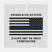 Custom Police Thin Blue Line Strafverfolgung Ornament Aus Glas (Rückseite)