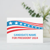 Custom Political Campaign American Flag Card (Stehend Vorderseite)