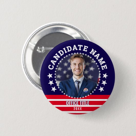 Custom Political Election Campaign Candidate Name Button (Vorne & Hinten)
