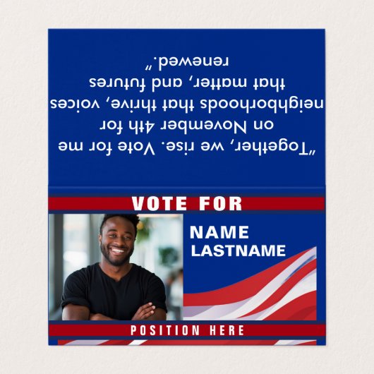 Custom Politics Campaign Template Visitenkarten (Außenseite Aufgefaltet)