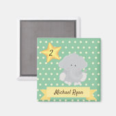 Custom Polka Dot Elephant mit Name und Alter Magnet (Vorderseite/Rückseite)