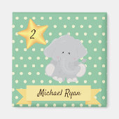 Custom Polka Dot Elephant mit Name und Alter Magnet (Vorne)