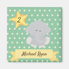 Custom Polka Dot Elephant mit Name und Alter Magnet