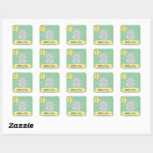 Custom Polka Dot Elephant mit Name und Alter Quadratischer Aufkleber (Blatt)