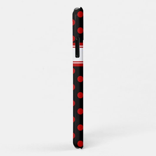 Custom Polka Dot Red Black Background Case-Mate iPhone Hülle (Hinten/Rechts)