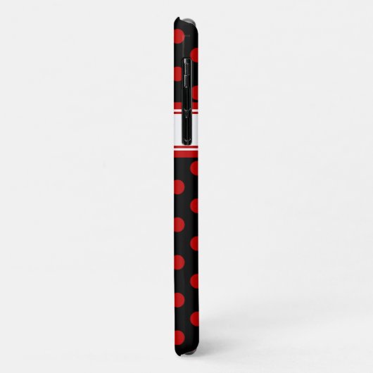 Custom Polka Dot Red Black Background Case-Mate iPhone Hülle (Hinten/Links)