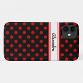 Custom Polka Dot Red Black Background Case-Mate iPhone Hülle (Rückseite (Horizontal))