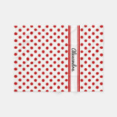 Custom Polka Dot Red White Background Fleecedecke (Vorderseite (Horizontal))