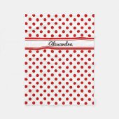 Custom Polka Dot Red White Background Fleecedecke (Vorderseite)