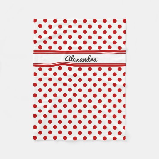 Custom Polka Dot Red White Background Fleecedecke (Vorderseite)