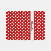 Custom Polka Dot Red White Background Fleecedecke (Vorderseite (Horizontal))