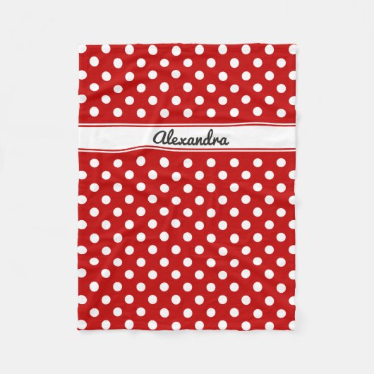 Custom Polka Dot Red White Background Fleecedecke (Vorderseite)