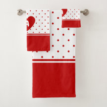 Custom Polka Dot Red White Background Monogram