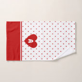 Custom Polka Dot Red White Background Monogram Badhandtuch Set (Handtuch)