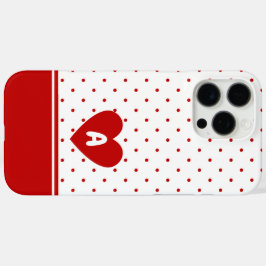 Custom Polka Dot Red White Background Monogram iPhone 16 Pro Max Hülle