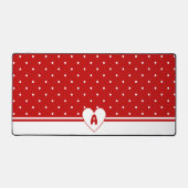 Custom Polka Dot Red White Background Monogram Des Schreibtischunterlage (Vorderseite)