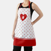 Custom Polka Dot Red White Background Monogram Schürze (InSitu)